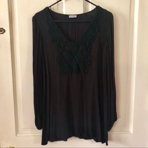 Tobi black cut-out sleeve mini dress